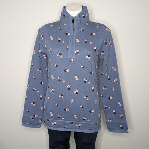 Fat Face The Airlie blue pink floral long sleeve 1/3 zip 100% cotton pullover 4